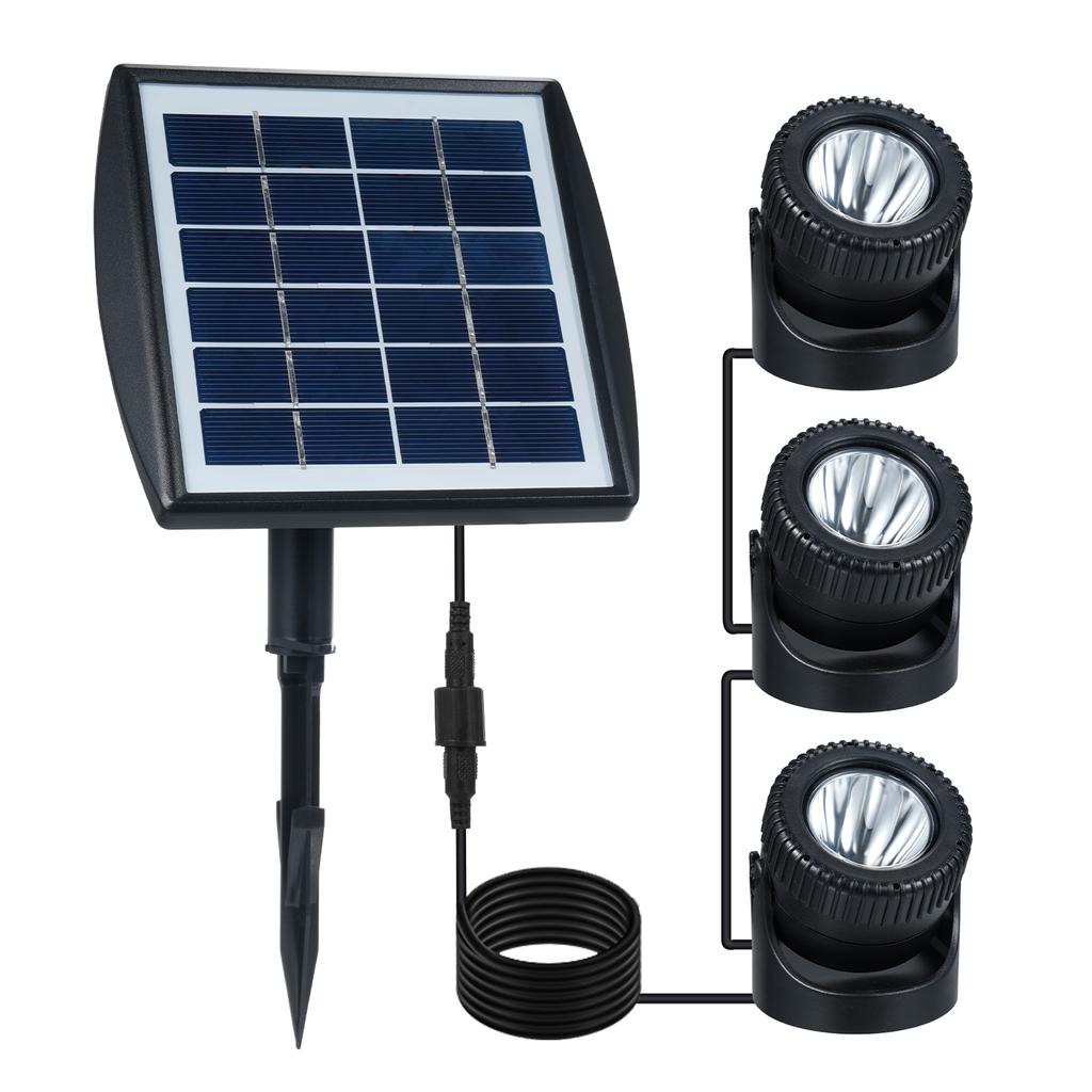 Three Heads Solar Pond Light Underwater Spotlights Waterproof Outdoor Decorative Lamp Submarine