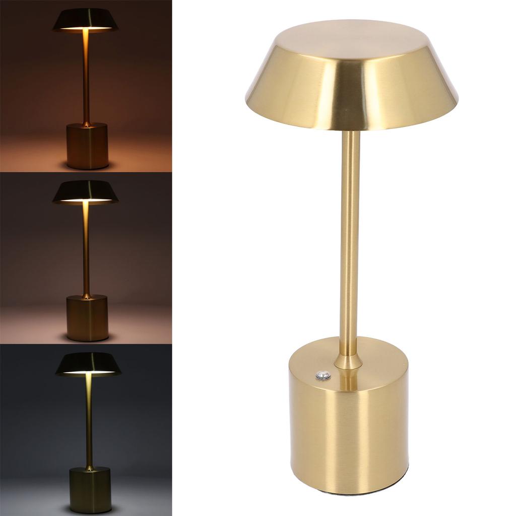 LED Kabellose Schreibtischlampe Gold Wiederaufladbar 3 Farben Touch Dimmbar Batteriebetrieben Schlafzimmerlampe für Re