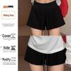 Women's Plus Size Low-Waist Black Drawstring Sports Shorts - Spicy, Slimming, Hip-Hugging, Casual Hot Pants for Autumn