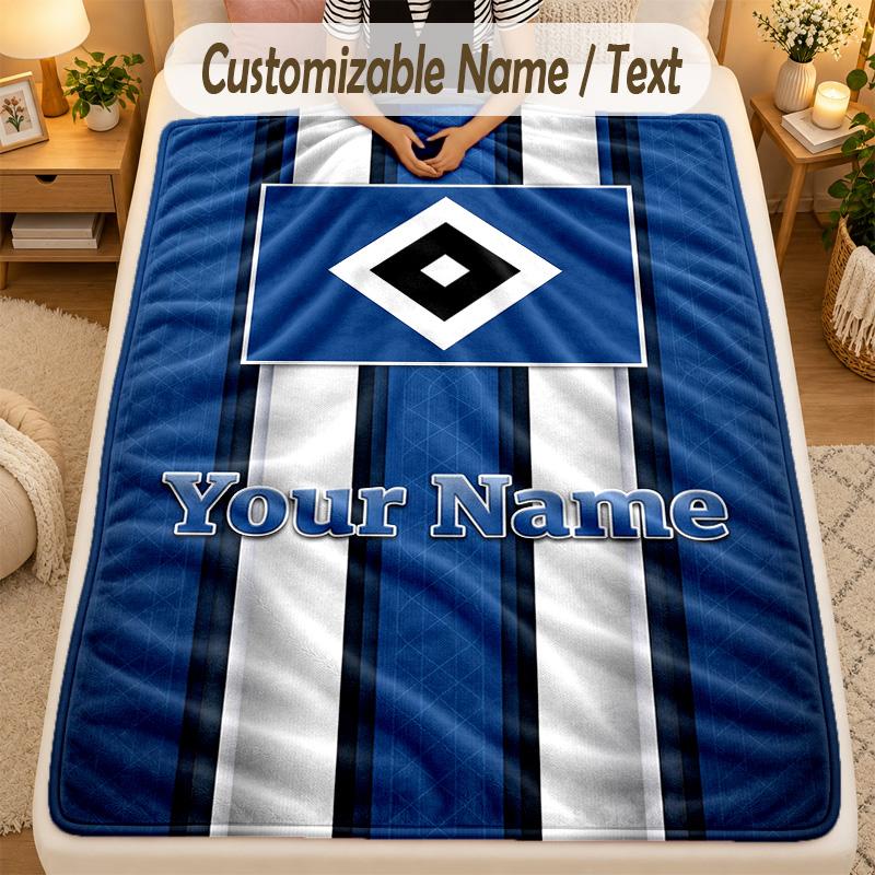 Koc Flanelowy Hamburger SV Z Imieniem Tekst Personalizowany Miękki Ciepły Koc Rzutowy Wystrój Domu Prezent