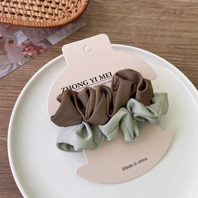 2Pcs Fashion Solid Color Satin Silk Hair Scrunchies Women Hair Bands Ties Gum French Ponytail Holder Female  Hair Accessories
