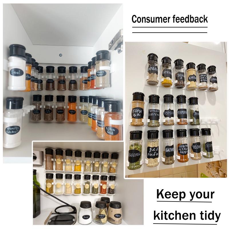 1/2/4 Layers Spice Rack Organizer Wall Cabinet Door Hanging Spice Jars Clip Hooks Set Storage Holder Gripper Kitchen Accessories