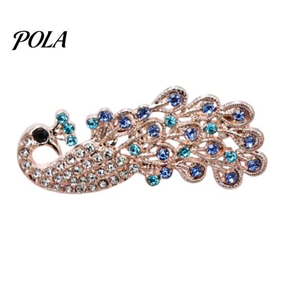 Colorful Peacock Jewelry Rhinestone Brooch Pin, Animal Shape Alloy Lapel Sweater Secure Clasp Cardigan Coat Clothing Accessories, Gift for Women