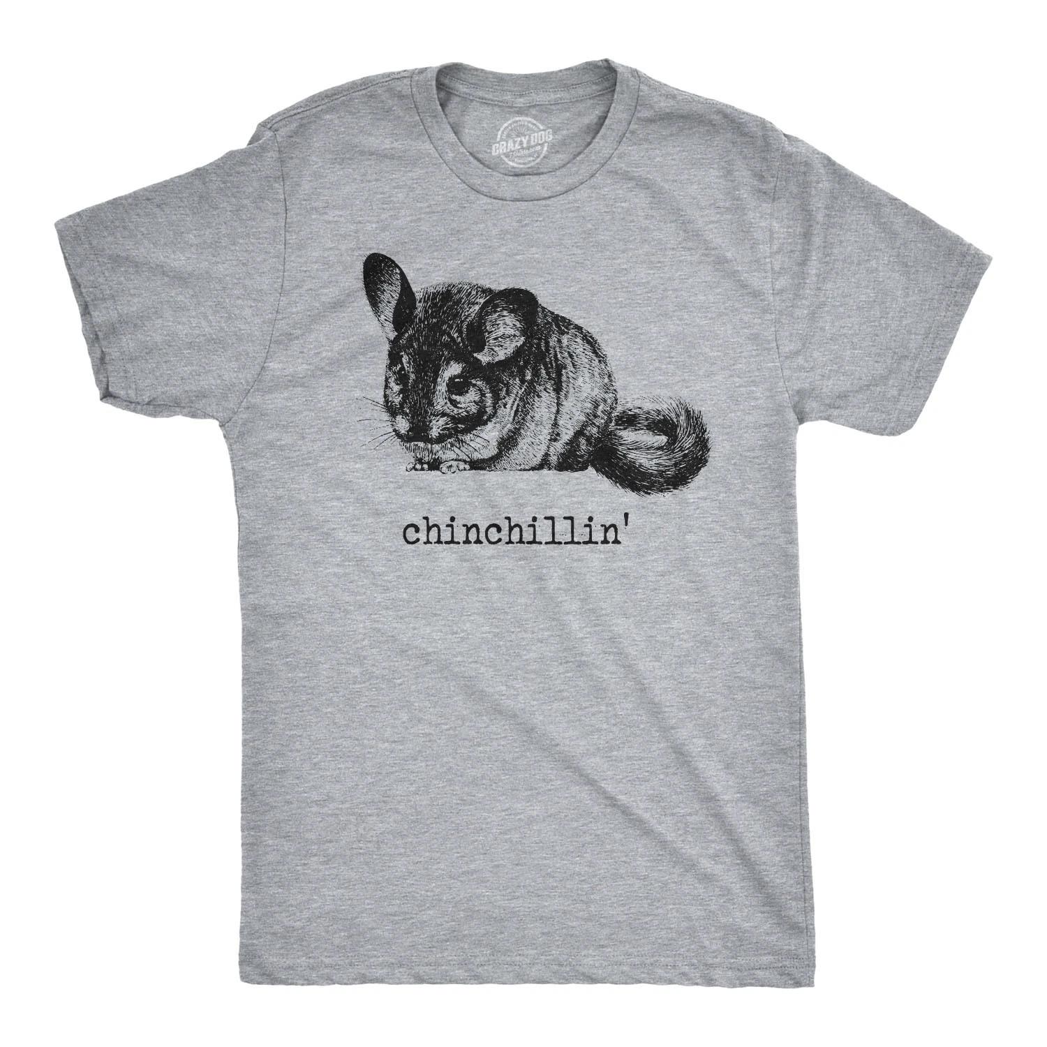Mens Chinchillin T shirt Funny Chinchilla Animal Lover Graphic Vintage Cool Tee XXXL