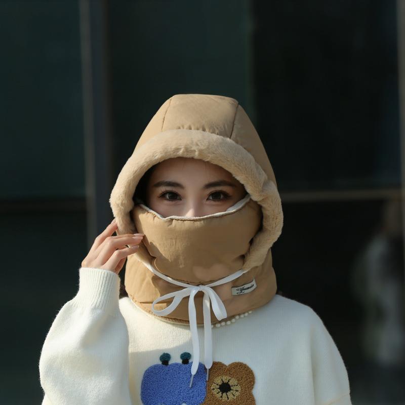 Winter cold-proof men's ear protectors, piled thick scarves, integrated mouth masks, women's electric vehicle thermal cotton hats