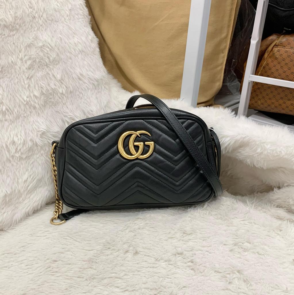 [Pre-Owned] Gucci GG Marmont Small Matelassé Shoulder Bag 'Black' - Very Good #1WG2CTN