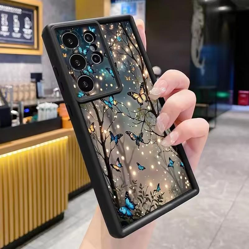 Motýlí kryt na telefon se svítícím efektem pro Samsung Galaxy S25 S24 Ultra S23 FE S22 Plus S21 S20 A15 A54 A55 A35