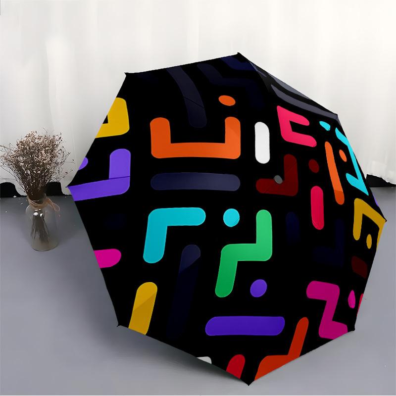 1pc Colorful Maze Automatic Folding Umbrella - 8-Rib Automatic Open/Close, Large Canopy Birthday Festival Gift Yy251217156