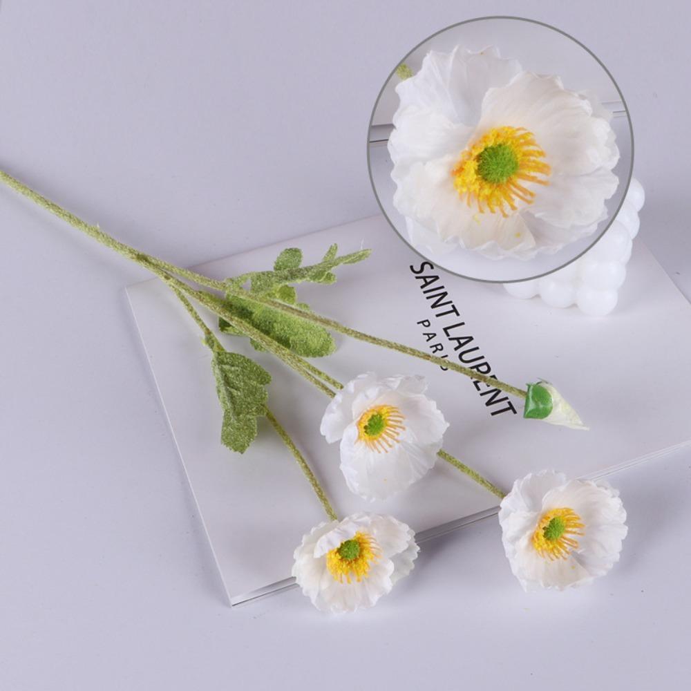 Artificial Poppy like Flowers Core Content 4 Headed Corn Poppy Decorations for Weddings Homes Photography Props Lifelike Design