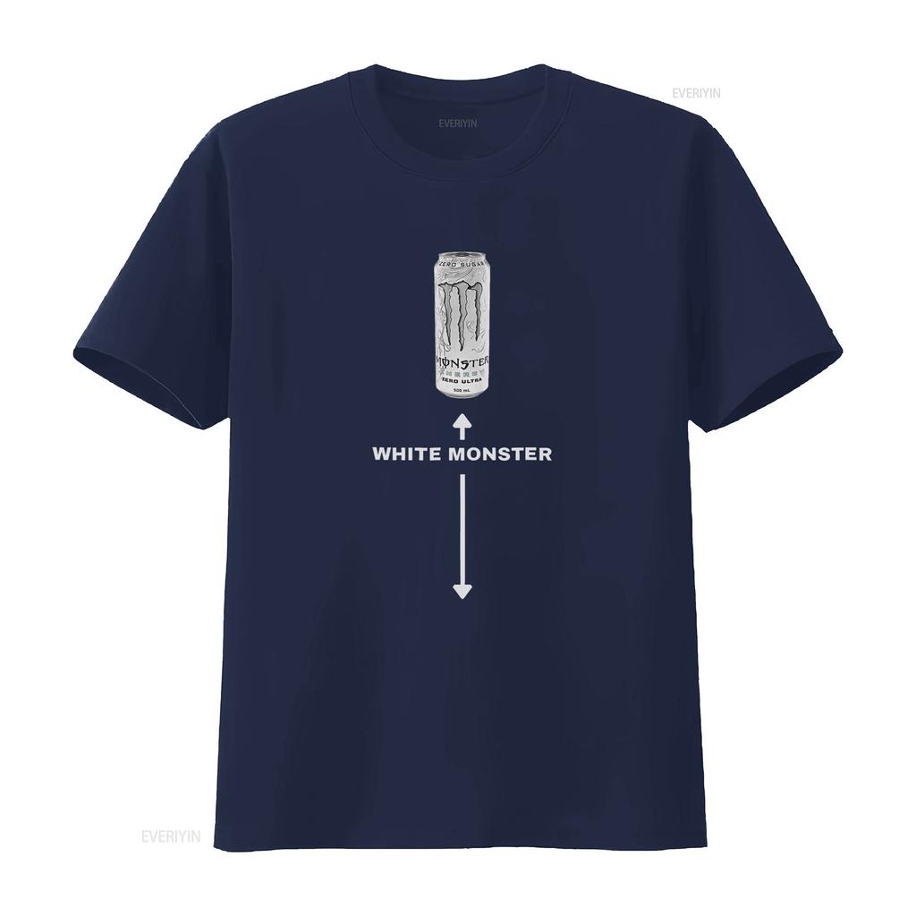 Weißes Monster T-Shirt für Herren Lustiges Scherzdesign Perfekte Freunde Einzigartiger Druck Bequemes Baumwollgewebe vintage Gewaschen