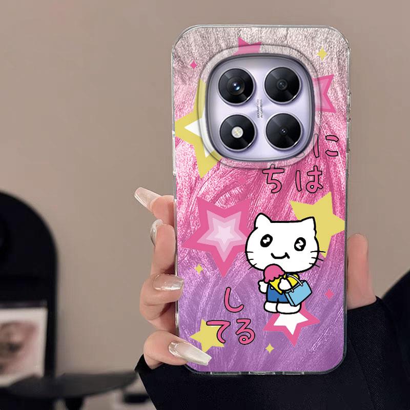For Redmi 14C A3 13C Note 13 14S 14 Pro Plus 5G 15 15C Women Phone Case Cartoon Cat Panda Pattern Popular Fashion Bumper Shells