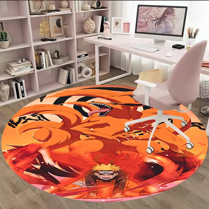 1 Stück NARUTO (3) Runder Teppich mit Aufdruck Stuhl Runder Teppich Geeignet für Schlafzimmer Wohnzimmer Heimdekoration Teppich