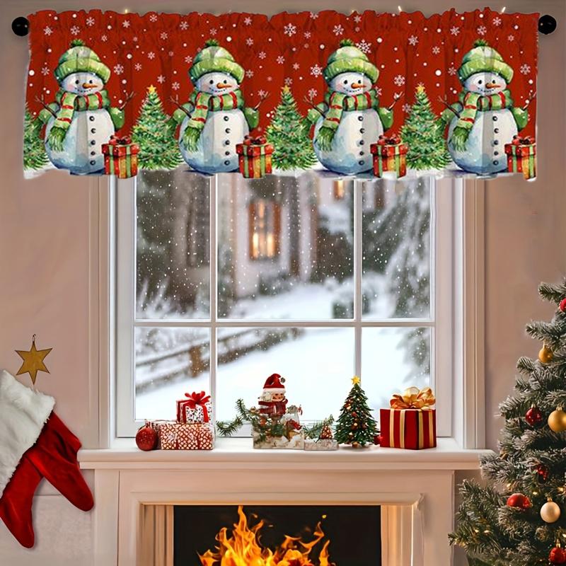 1PC Semi-Sheer Easy Install Swag Valance Atmosphere Scarf Xmas Bedroom No-Drill Christmas Festive Valance Holiday 137x45cm