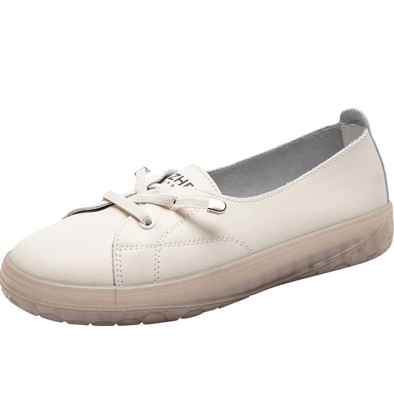 ZHR Women s Genuine Leather Round Toe Slip-On Flats 38