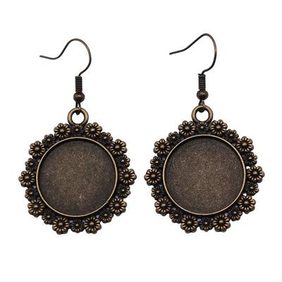 Drop & Dangle Earring Round Ear Hook Glass Cabochon Base Setting Tray Minimalist Jewelry ComponentsEarring Size 18x19mm QE025