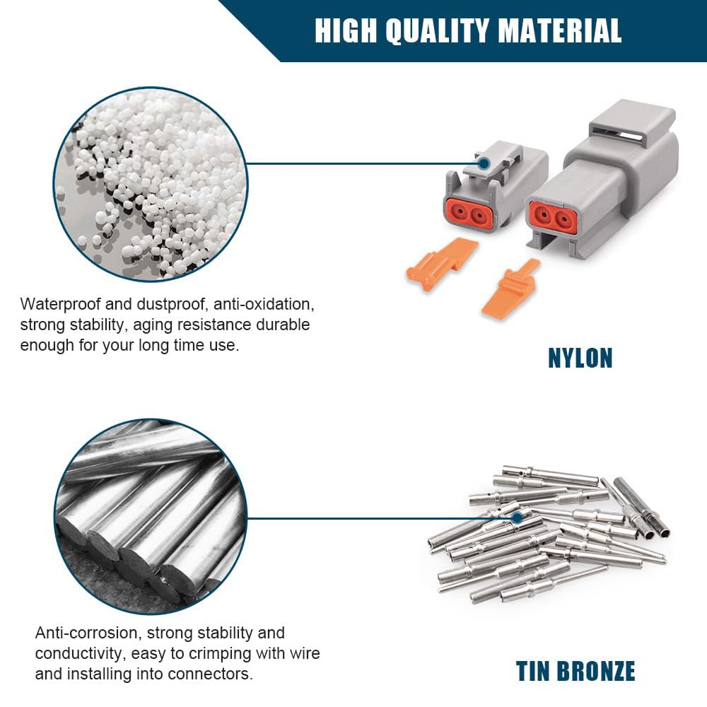 Edinstry 16 Pairs ST6330-201 DTM Car Connector Wiring Terminal 2pin Waterproof Wire Connector 20-Solid