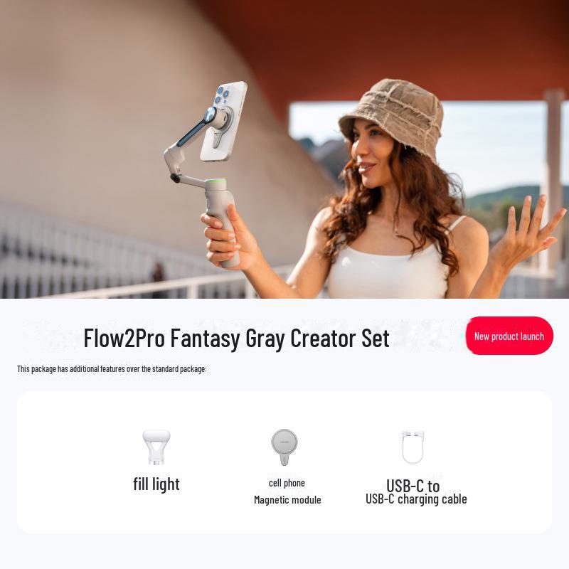 Insta360 Flow 2 Pro Handheld AI Gimbal: Intelligent 360° Phone Stabilizer with Anti-Shake Technology.