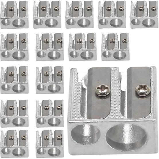 16 Pack Handheld Metal Pencil Sharpener with 2 Holes - Aluminum Alloy Sharpener for Standard Size Pencils