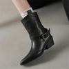 Fashion New Autumn Winter Split Leather Women Boots Fashion High Heels Square Toe Shoes for Women Short Boots Women Mujer Western Boots