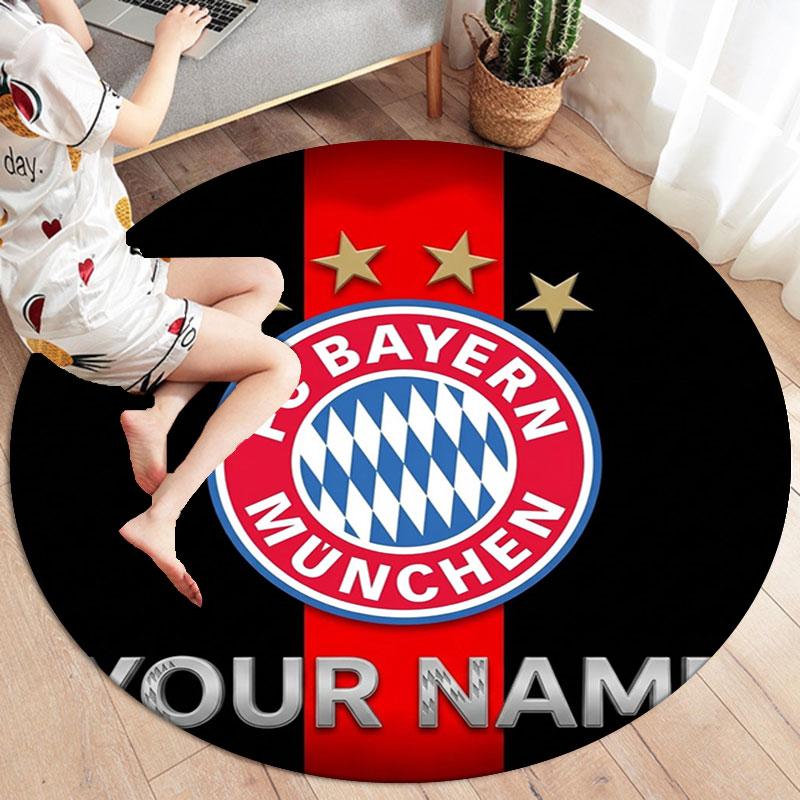 FC Bayern Munchen Custom Name Round Area Rug,Carpet Rug for Living Room Bedroom Sofa Playroom Decor,Non-slip Floor Mat