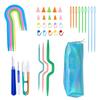 Colorful Knitting Crochet Hook Needle Clips Weaving Tools Kits with Storage Bag for Knit Scarf Sweater Sock DIY Knitting