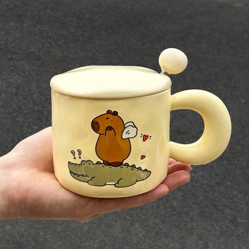 

Kapibala Ceramic Mug with Lid To Give Birthday Gift for Girls Best Friend Practical Cup Souvenir Gift Box 401-500ml
