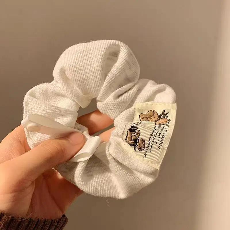 1 PCS Cute Hair Scrunchies Large Intestine Cartoon Bear Hair Ring Big Cloth Hair Rope Hairbands Fashion Elastic Ponytail Holder