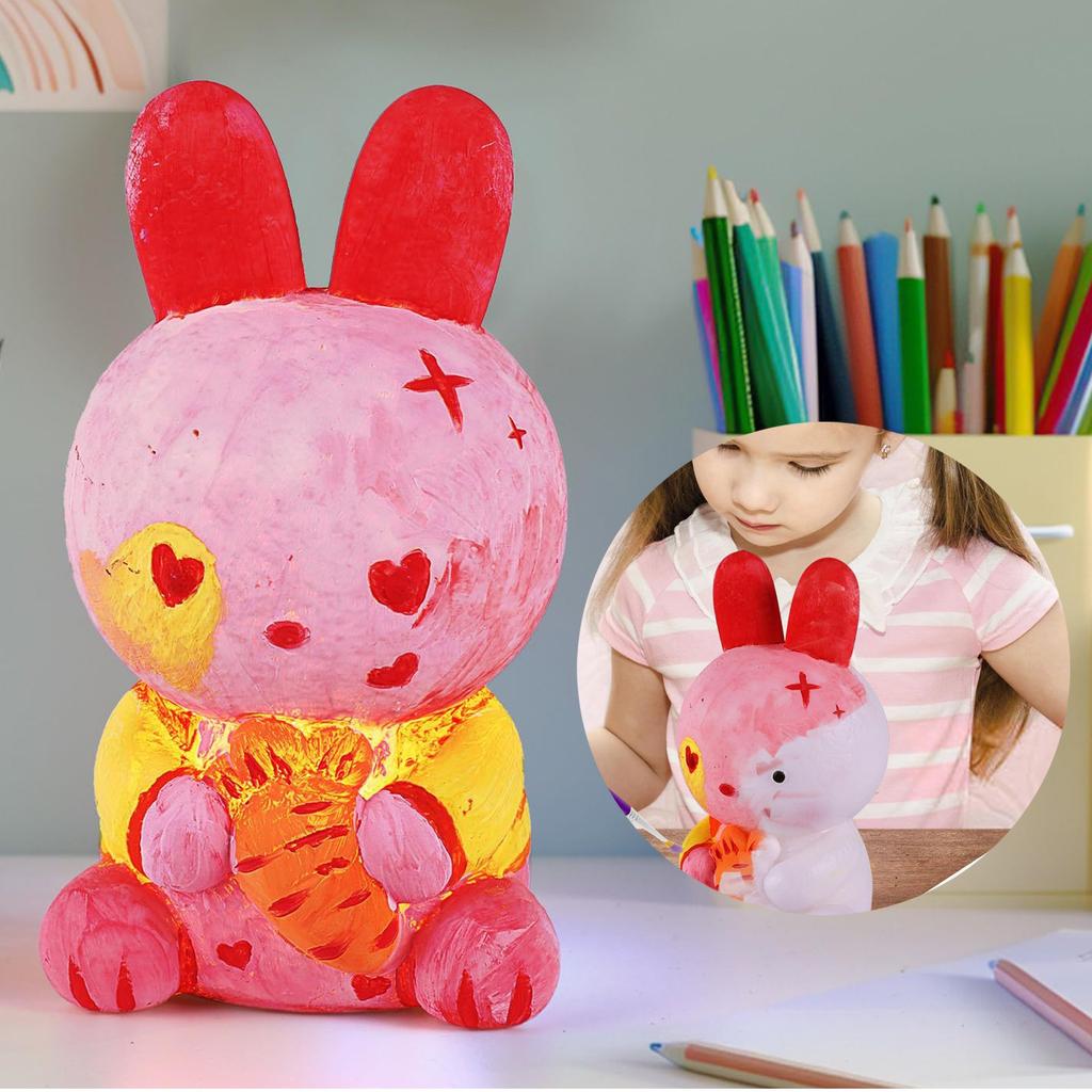 DIY Bemalte Kaninchen Nachtlicht Geburtstagsgeschenk, Jungen- und Mädchenspielzeug Handgemachtes Ausmalspielzeug