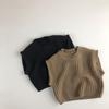 Winter Kids Sleeveless Vest Solid Color Pullover Toddler Boys Girls Brown Sweater