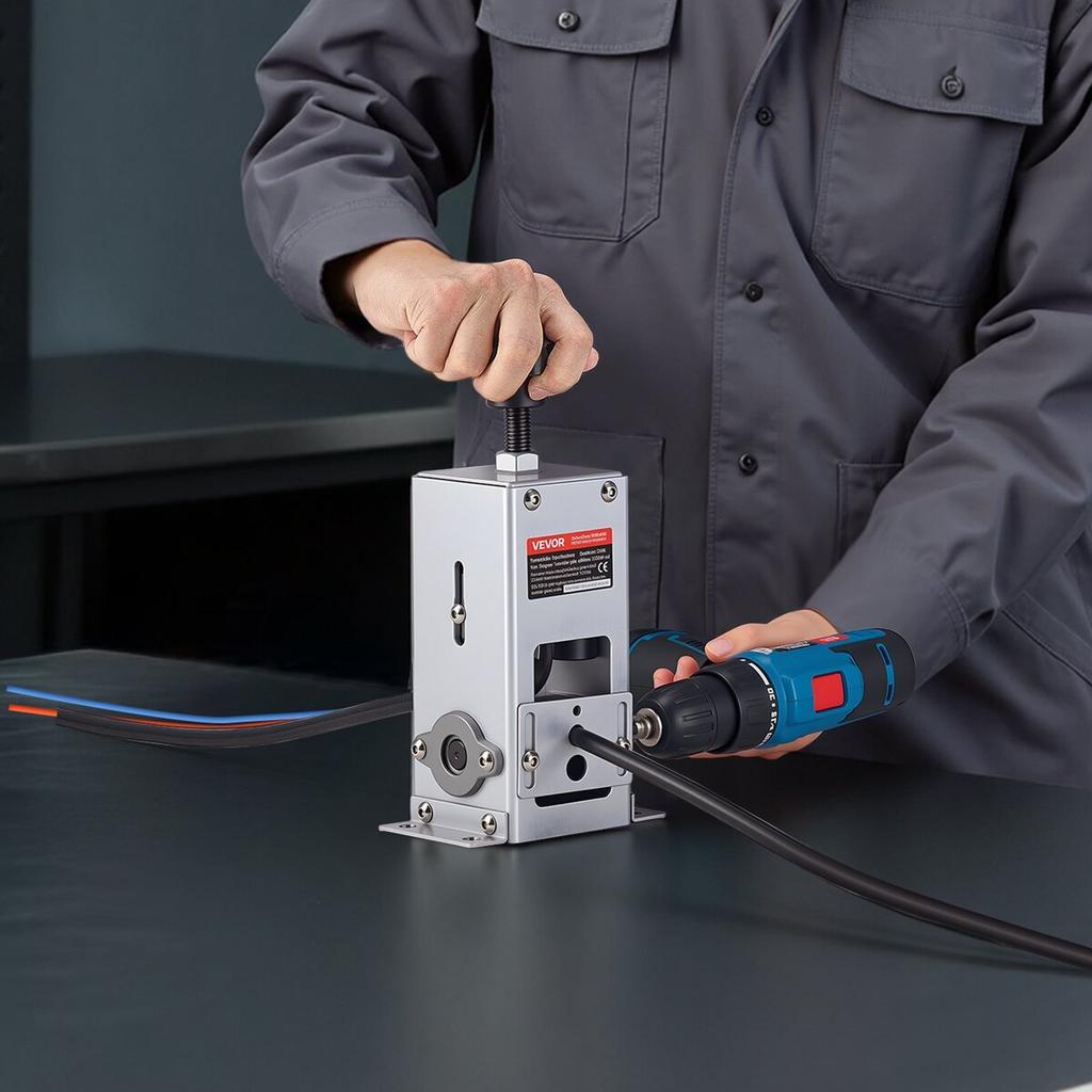 Manual Wire Stripper Machine, 1.5-30 mm, Copper Cable Stripper Tool, Hand Crank or Drill Powered Modes, Heavy-Duty Q235 Frame Wire Stripping Machine,