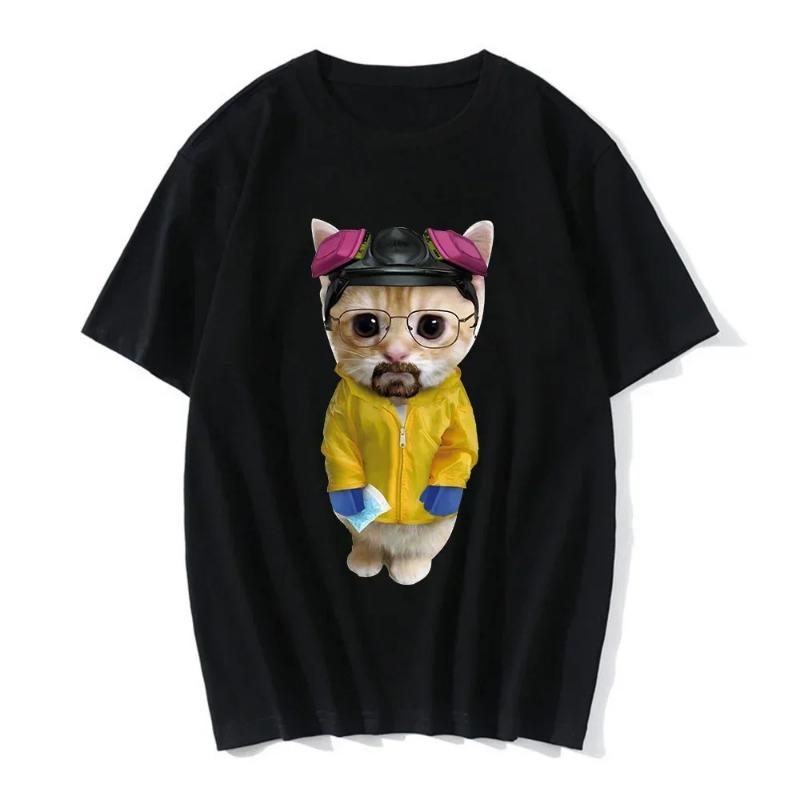 Funny Cat Print Women Casual T-Shirt Women Men Summer Harajuku T Shirts Girl Boy Casual Fashion Clothes