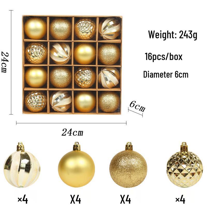 Christmas Glitter Painted Plastic Balls Set - Festive Decor Supplies Boxed