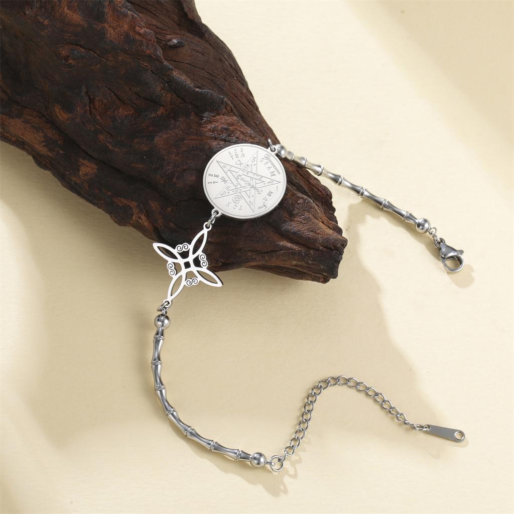 EUEAVAN Classic Witch Knot Bracelet For Women Stainless Steel Tetragrammaton Pentacle Bracelet Double Protection Jewelry Gifts