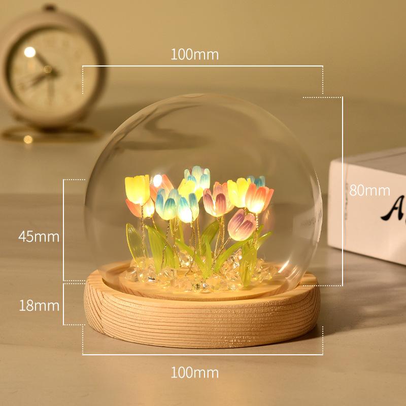 Tulpen Nachtlicht Handgemacht DIY Zimmer Schreibtischlampe-Blau