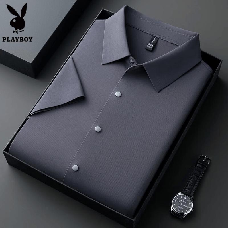 

Playboy Men s Premium Wrinkle-Free Short Sleeve Shirt L