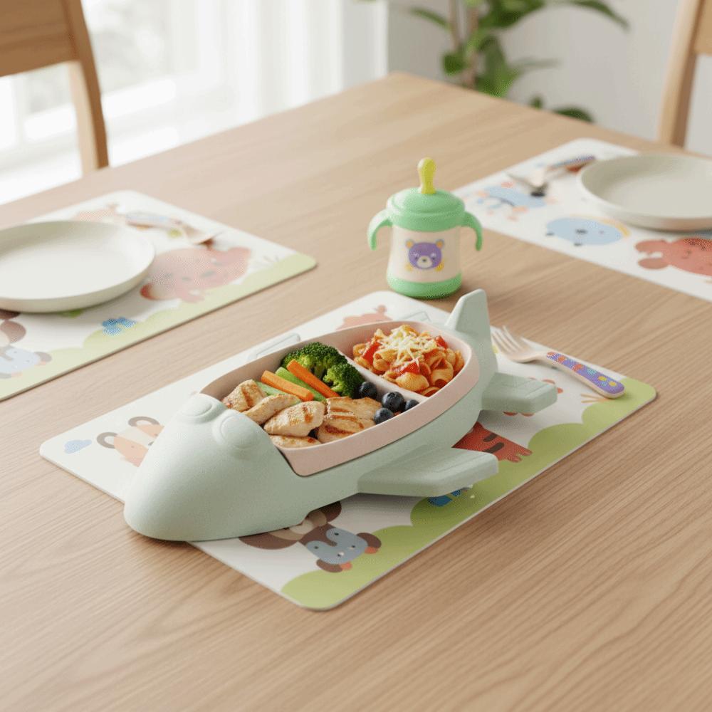 Divided Airplane-Shaped Children's Plate Cartoon Food Dish Household Food Tray Preschool