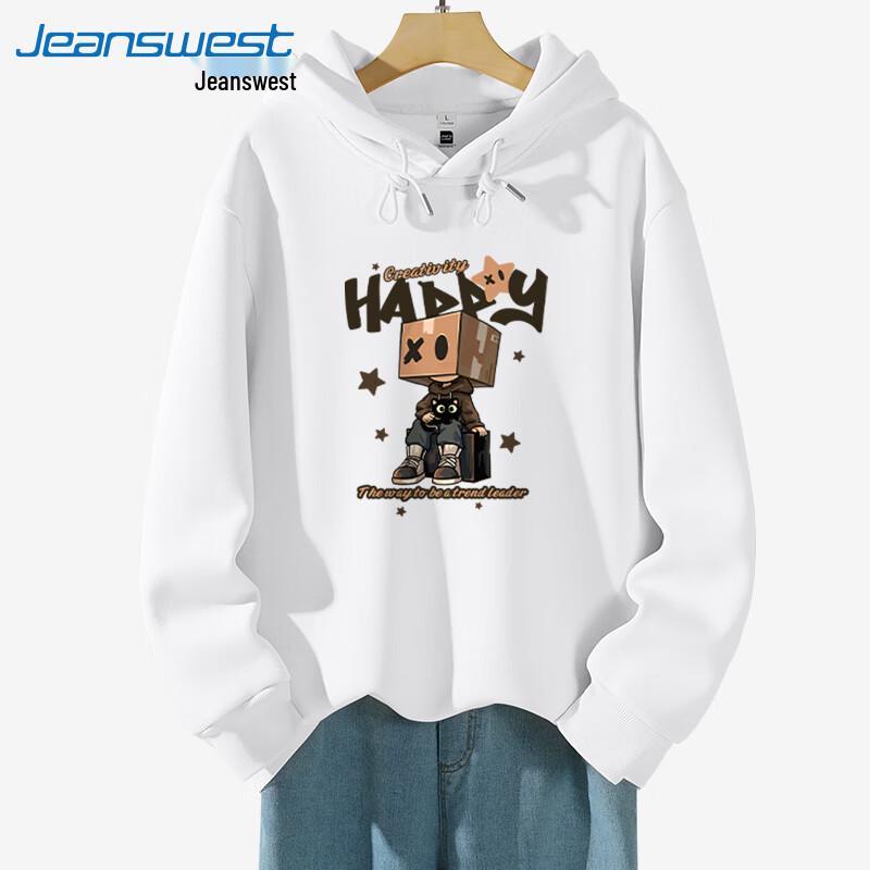 Jeanswest Neues 2025 Unisex Schweres Baumwoll-Kapuzensweatshirt mit Katzenaufdruck