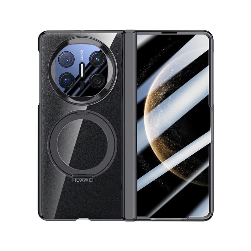 Applicable To Huawei Matex6 Mobile Phone Case Film Integrated Rotating Bracket Magnetic Attraction Electroplating Transparent Anti-drop Central Shaft 