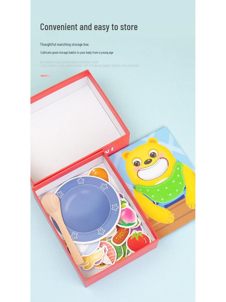 Kleiner Bär Montessori Fütterspiel: Früherziehungsspielzeug mit Essstäbchen & Löffel für Kinder