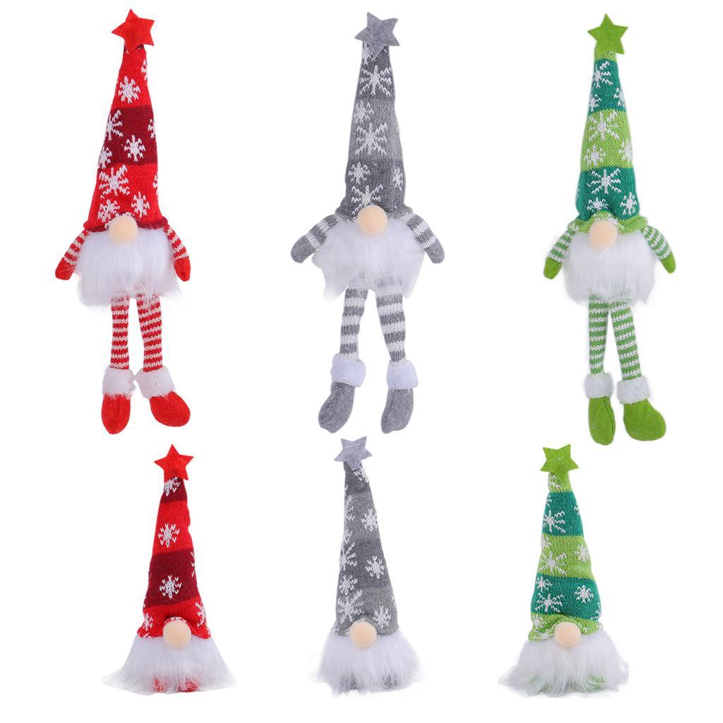 Christmas Gnome Ornaments with LED Light, Hand-Knitted Plush Doll for Tree & Home Decor, Cute Gift for Kids