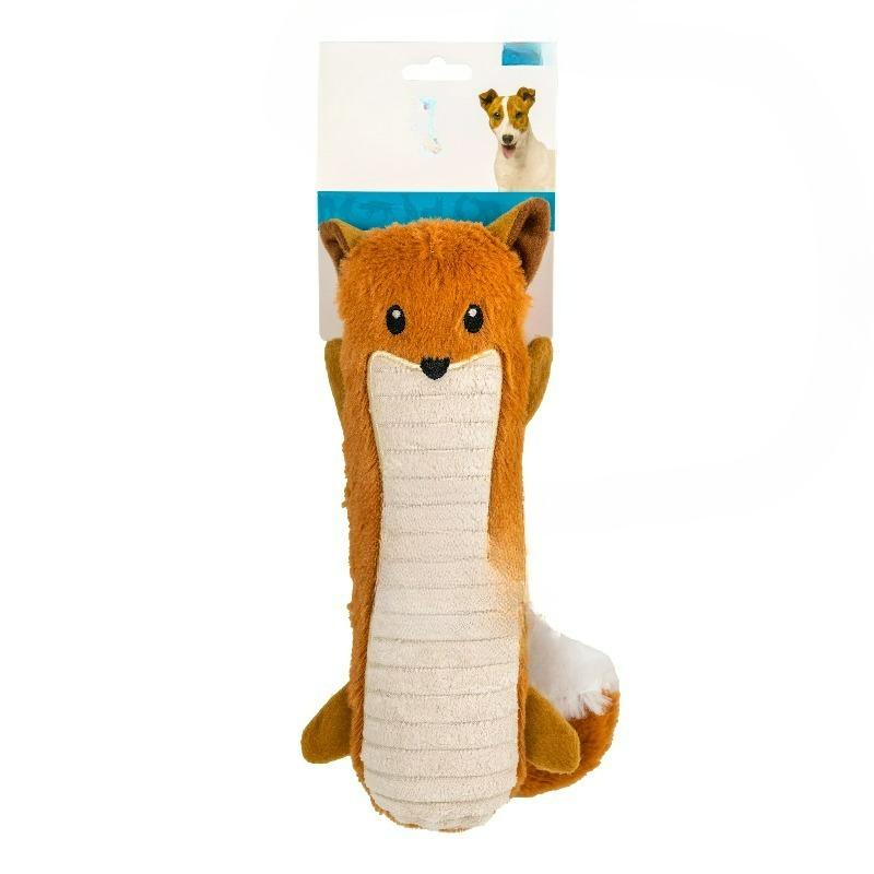 Stuffing-Free Fox Plush Squeaky Dog Toy, Medium