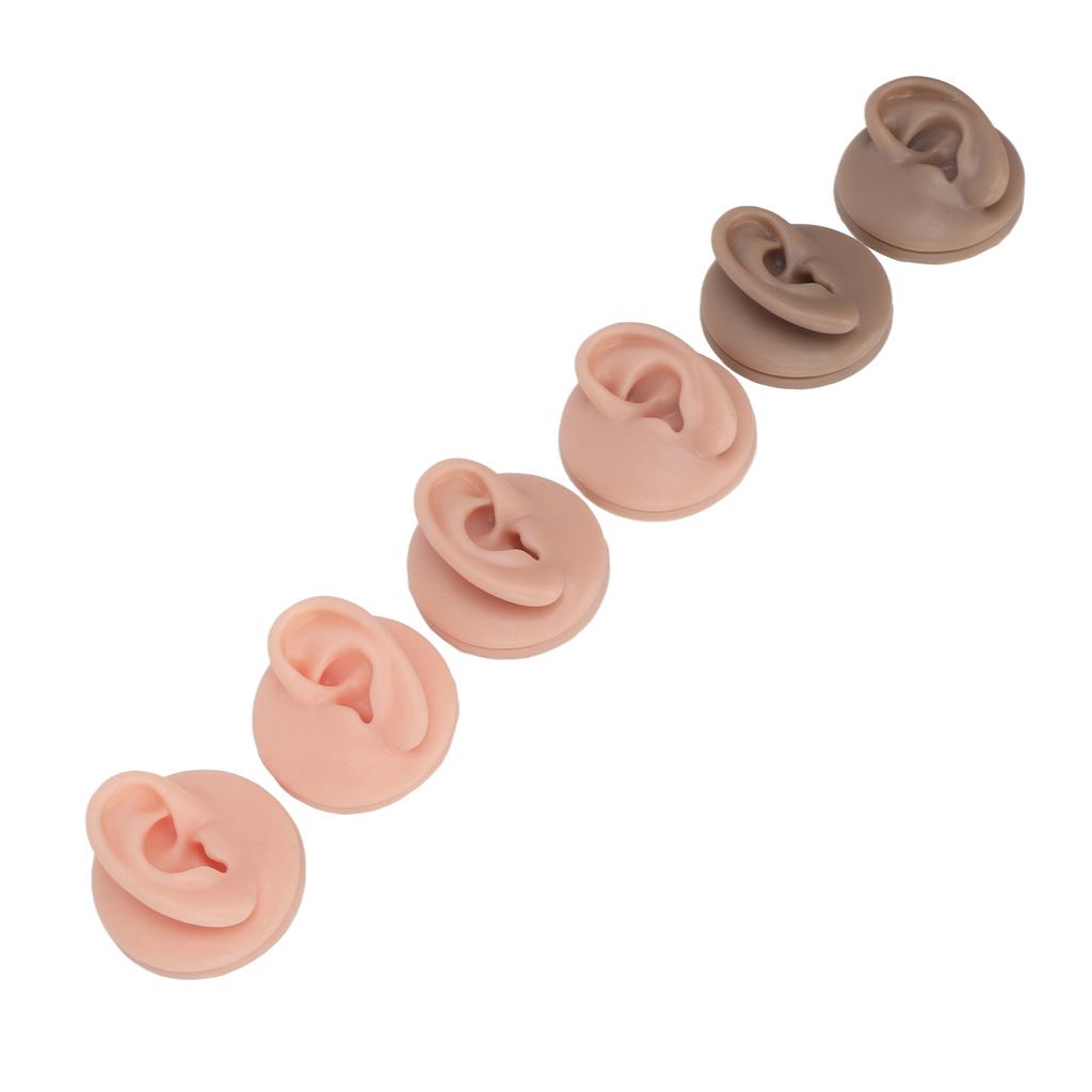 3 Pair Soft Silicone Ear Model Acrylic Bracket Human Ear Model for Piercing Practice Earring Display