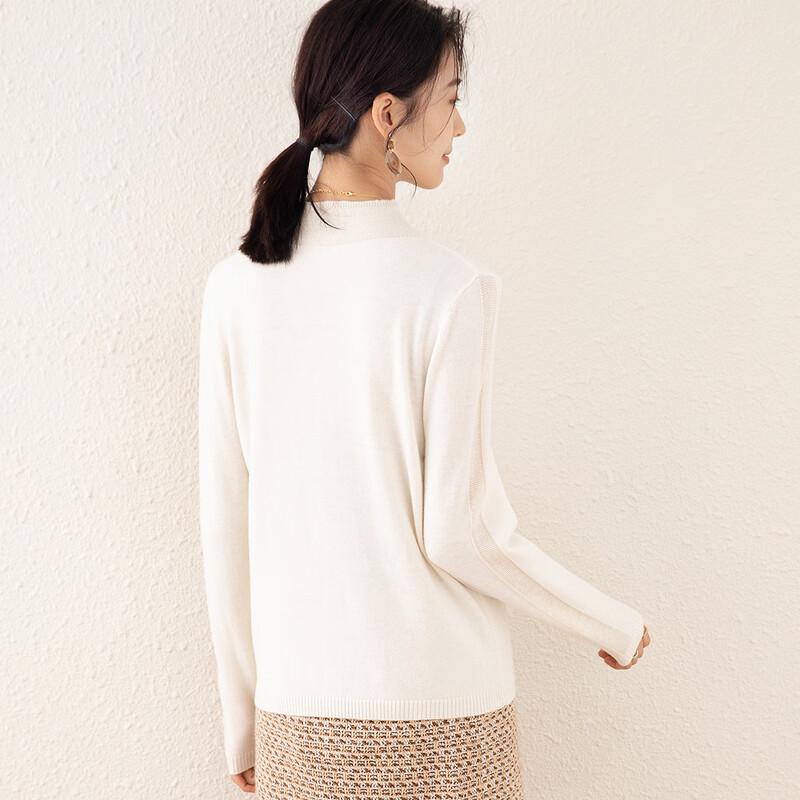 TUHUANG Women's Metallic Thread Wool Semi-High Collar Sweater