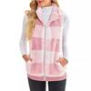 Women's Stand Collar Sleeveless Plaid Fleece Vest Loose Fit Casual Zip Up Gilet Outerwear