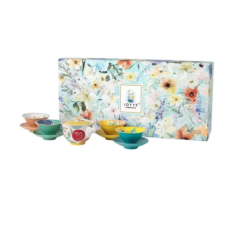 JOYYE Handmade Floral Ceramic Gongfu Tea Set