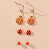 3pcs Set Retro Exaggerated Pumpkin Spider Ghost Skull Stud Earrings for Women Halloween Party Cartoon Cute Witch Jewelry Sets