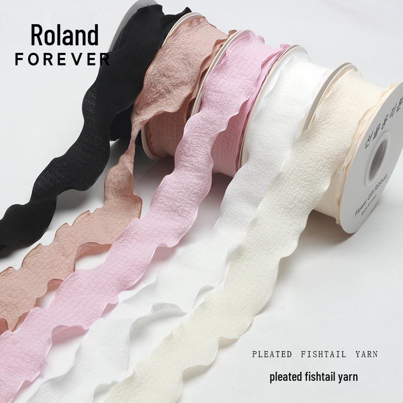 2.5cm Pleated Lace Fishtail Organza Ruffle Ribbon for DIY Gift Decoration