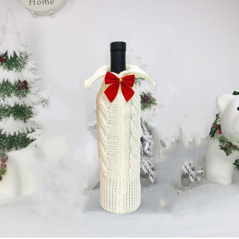 Christmas Decorations Family Christmas Wine Bottle Set Home Decoration Scene Arrangement Knitted Red Wine Bottle Bag