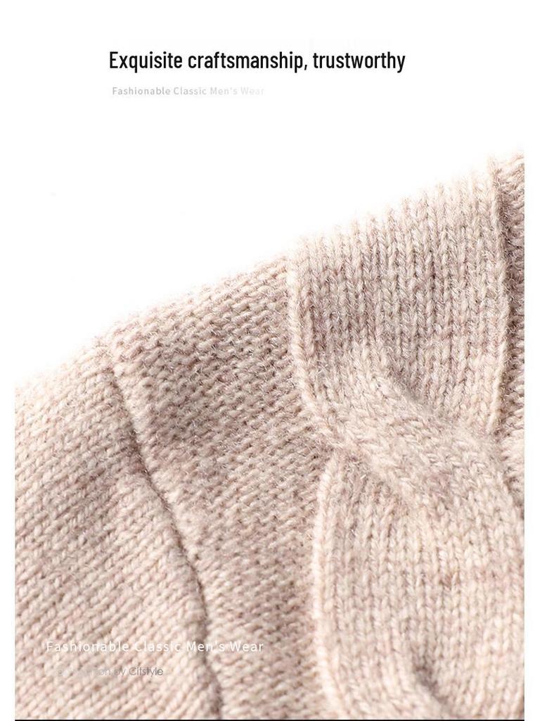 Men's Stand Collar Four-Button Jacquard Wool Sweater, Winter 2025 Fashion for Young and Middle-Aged, Casual Base Layer