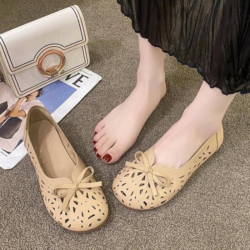 Flat-soled Womens Shoes New Flat-Soled Non-Slip Hollowed Out Breathable Womens Sandals Summer 2025 Lazy Flat Bottom Casual Shoes